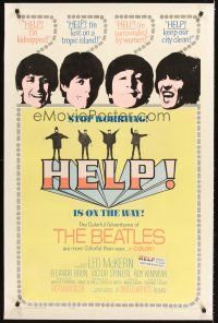 1a375 HELP linen 1sh '65 The Beatles, John, Paul, George & Ringo, rock & roll classic!