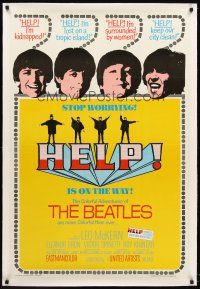 1a376 HELP linen REPRO 1sh '70s The Beatles, John, Paul, George & Ringo, rock & roll classic!