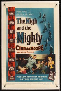 1a377 HIGH & THE MIGHTY linen 1sh '54 directed by William Wellman, John Wayne, Claire Trevor