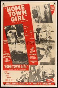 1a381 HOME TOWN GIRL linen 1sh '40s plight of a teen-ager, all-star Hollywood cast of tomorrow!