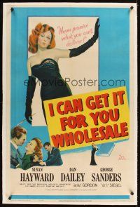 1a387 I CAN GET IT FOR YOU WHOLESALE linen 1sh '51 full-length art of sexy Susan Hayward!