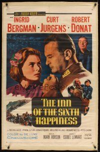 1a392 INN OF THE SIXTH HAPPINESS linen 1sh '59 Ingrid Bergman & Curt Jurgens, Robert Donat