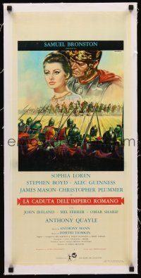 1a222 FALL OF THE ROMAN EMPIRE linen Italian locandina '64 Sophia Loren, different Casaro art!