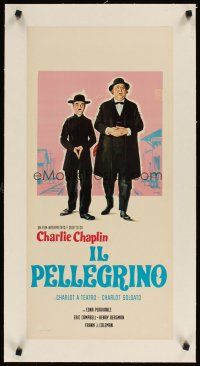 1a224 IMMIGRANT linen Italian locandina R60s great art of Charlie Chaplin by Carlantonio Longi!