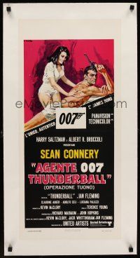 1a225 THUNDERBALL linen Italian locandina R80s art of Sean Connery as James Bond by Ciriello!