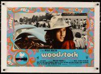1a232 WOODSTOCK linen Italian photobusta '70 close up Arlo Guthrie over montage of hippies!
