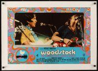 1a233 WOODSTOCK linen Italian photobusta '70 close up Joan Baez playing guitar & singing!