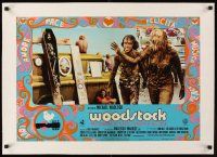 1a236 WOODSTOCK linen Italian photobusta '70 hippies covered in mud by funky Jesus casket!
