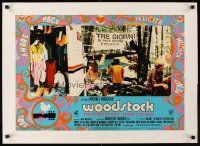 1a229 WOODSTOCK linen Italian photobusta '70 an Italian banner that wasn't there added to image!