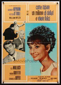 1a216 HOW TO STEAL A MILLION linen Italian lrg pbusta '66 sexy Audrey Hepburn & Peter O'Toole!