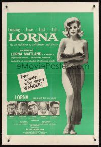 1a406 LORNA linen 1sh '64 super sexy Lorna Maitland in Russ Meyer directed classic!