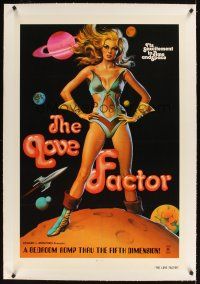 1a409 LOVE FACTOR linen 1sh '75 bedroom romp thru the fifth dimension, sexcitement in time & space!
