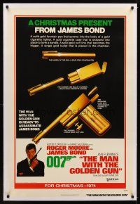 1a413 MAN WITH THE GOLDEN GUN linen teaser 1sh '74 a Christmas present from James Bond, cool!