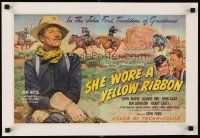 1a038 SHE WORE A YELLOW RIBBON linen pressbook spread '49 great art of John Wayne, John Ford