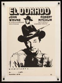 1a151 EL DORADO linen Polish 17x24 '73 different Jerzy Flisak art of John Wayne & Robert Mitchum!