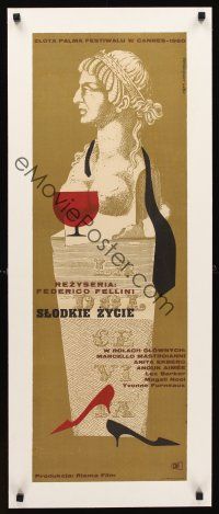 1a150 LA DOLCE VITA linen Polish 12x33 '64 Federico Fellini, different art by Eryk Lipinski!
