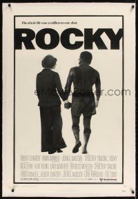 1a458 ROCKY linen 1sh '76 boxer Sylvester Stallone, John G. Avildsen boxing classic!