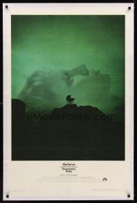 1a459 ROSEMARY'S BABY linen 1sh '68 Roman Polanski, Mia Farrow, creepy baby carriage horror image!