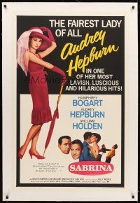 1a461 SABRINA linen 1sh R65 Audrey Hepburn, Humphrey Bogart, William Holden, Billy Wilder