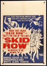 1a477 SKID ROW linen 1sh '50 can youth be protected against demons of lust & desire, great taglines!