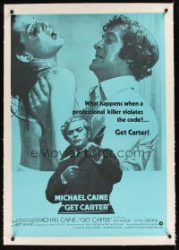 1a075 GET CARTER linen South African '71 different image of Michael Caine holding shotgun & Ekland!