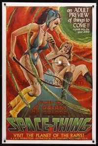 1a483 SPACE THING linen 1sh '68 outrageous sci-fi sex art, visit the planet of the rapes!
