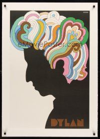 1a053 DYLAN linen 22x33 music poster '67 colorful silhouette art of Bob by Milton Glaser!