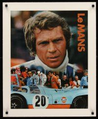 1a034 LE MANS linen special Gulf 17x22 '71 great close up image of race car driver Steve McQueen!
