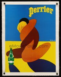 1a063 PERRIER linen 18x24 French advertising poster '80 artwork of The Embrace by Bernard Villemot!