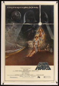 1a487 STAR WARS linen style A third printing 1sh '77 George Lucas classic, art by Tom Jung!