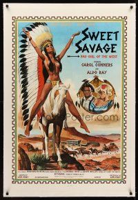 1a491 SWEET SAVAGE linen 1sh '77 great art of naked Native AMerican Indian Shadowlyn Neva!