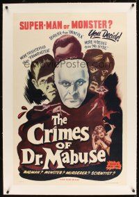 1a496 TESTAMENT OF DR. MABUSE linen 1sh R53 Fritz Lang, Frankenstein, Dracula & Mr. Hyde images!