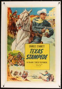 1a500 CHARLES STARRETT stock linen 1sh '52 art of Charles Starrett by Glenn Cravath, Texas Stampede