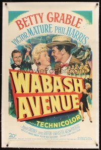 1a517 WABASH AVENUE linen 1sh '50 artwork of Betty Grable & Victor Mature smiling at each other!