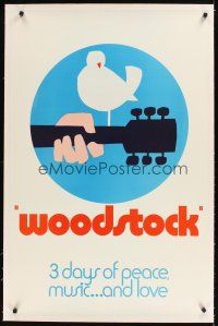 1a523 WOODSTOCK linen teaser 1sh '70 classic rock & roll concert, great Arnold Skolnick artwork!