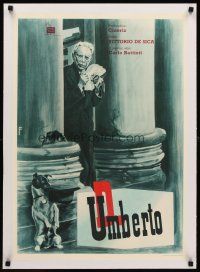 1a087 UMBERTO D linen Yugoslavian '52 classic Vittorio De Sica, art from original Italian poster!