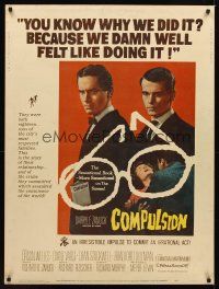 1b012 COMPULSION style z 30x40 '59 crazy Dean Stockwell & Dillman try to commit the perfect murder!