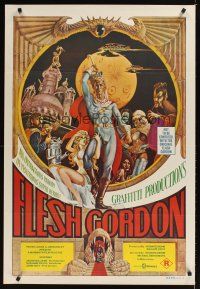 1b105 FLESH GORDON Aust 1sh '74 sexy sci-fi spoof, wacky erotic super hero art by George Barr!