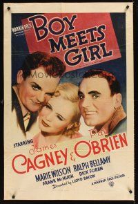1b047 BOY MEETS GIRL 1sh '38 Hollywood screenwriters James Cagney & Pat O'Brien, Marie Wilson!