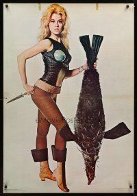 1b009 BARBARELLA commercial poster '68 Jane Fonda and penguish, recalled for legal problems, rare!