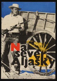 1b275 NORTH TO ALASKA Czech 11x16 '66 different art of John Wayne in adventure in the Yukon!