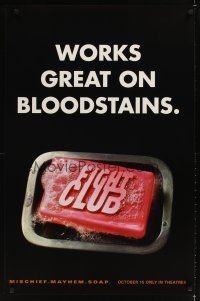 1b057 FIGHT CLUB teaser 1sh '99 Edward Norton & Brad Pitt, works great on blood stains!