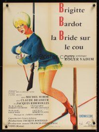 1b153 ONLY FOR LOVE French 23x32 '61 Vadim's La Bride sur le cou, Hurel art of Brigitte Bardot!