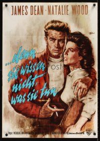 1b162 REBEL WITHOUT A CAUSE German R64 Nicholas Ray, great Goetze artwork of James Dean, Wood!