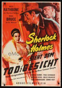 1b163 SHERLOCK HOLMES SIEHT DEM TOD INS GESICHT German '58 Basil Rathbone, different artwork!