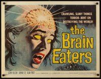 1b014 BRAIN EATERS 1/2sh '58 AIP, classic horror art of girl's brain exploding!
