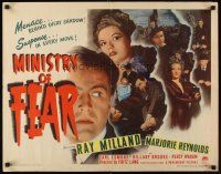 1b023 MINISTRY OF FEAR style B 1/2sh '44 Fritz Lang, images of Ray Milland & Marjorie Reynolds!