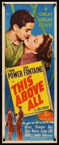 1b043 THIS ABOVE ALL insert R52 romantic close-up of Tyrone Power & Joan Fontaine!