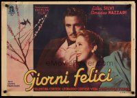 1b198 GIORNI FELICI Italian 20x28 '42 romantic image of Lilia Silvi & Amedeo Nazzari!