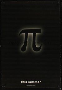 1b065 PI teaser DS 1sh '98 Darren Aronofsky sci-fi mathematician thriller!